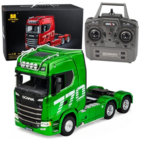 ⁨Ciągnik Siodłowy Ciężarówka Scania Zdalnie Sterowana RC Huina Zielony 1:18⁩ w sklepie Wasserman.eu