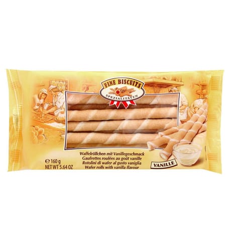 ⁨Feine Biscuits Vanilla Wafer Tubes 160 g⁩ at Wasserman.eu