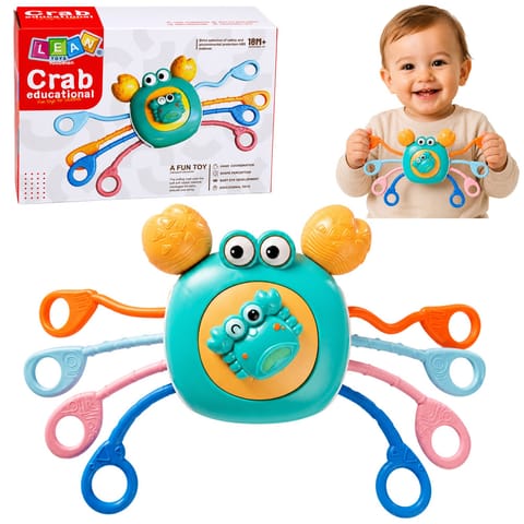⁨Krab Sensoryczny Zabawka Edukacyjna Dla Malucha Grzechotka Gryzak Niebieski⁩ w sklepie Wasserman.eu