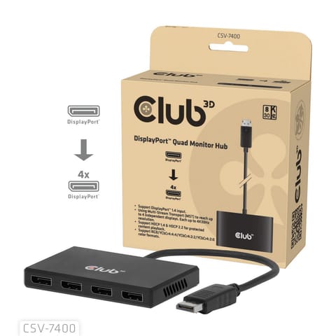 ⁨Club3D Quad Displayport Hub  4 X 4K⁩ w sklepie Wasserman.eu