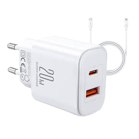 ⁨Ładowarka sieciowa Joyroom JR-TCF05, 20W + kabel C to L 1m (biała)⁩ w sklepie Wasserman.eu