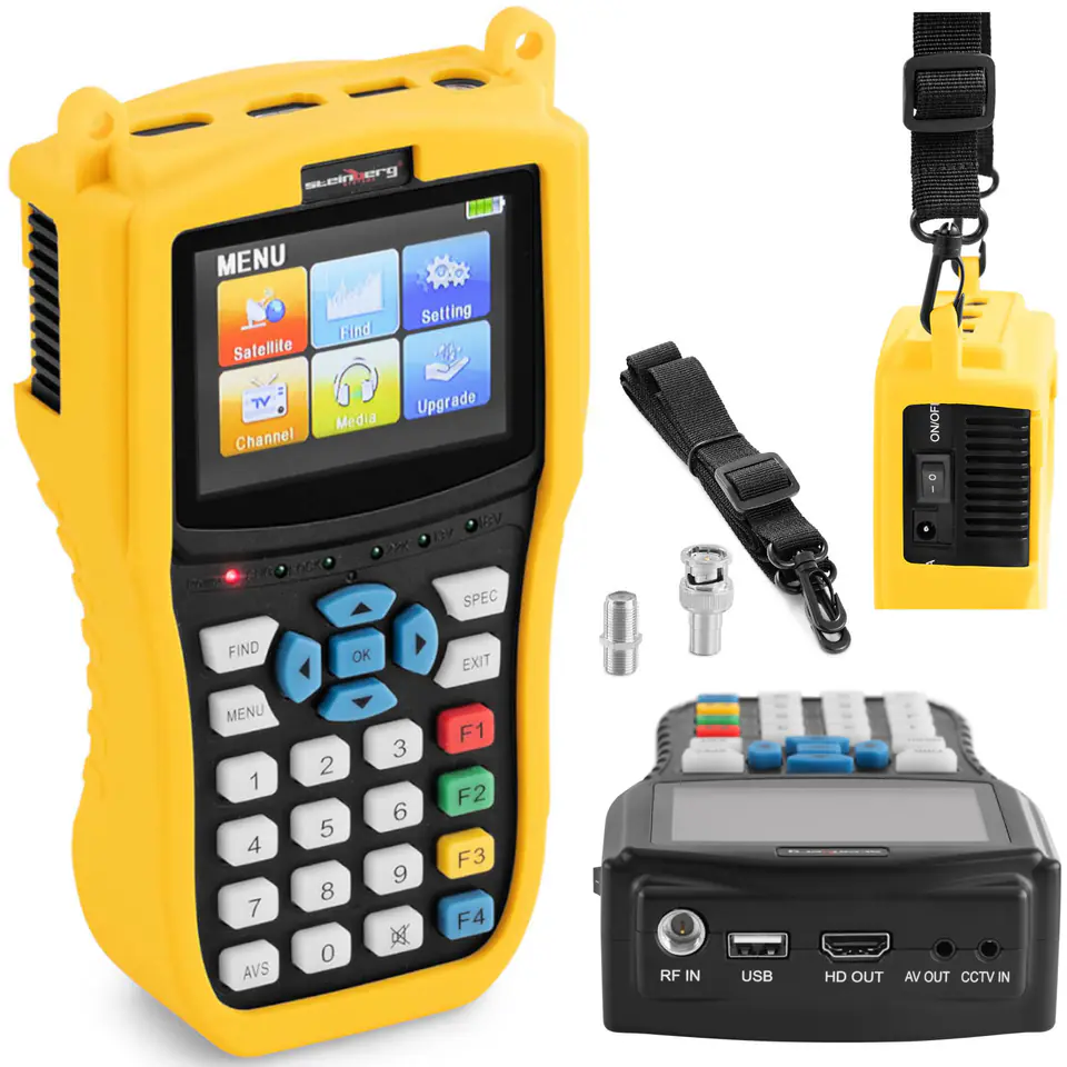 DvB-S2 Satellite TV Signal Meter DiSEqC 1.0-1.3 USALS CCTV LED USB 2200mAh at Wasserman.eu