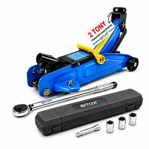 Podnośnik hydrauliczny 2t + klucz dynamometryczny zestaw do kół w sklepie Wasserman.eu