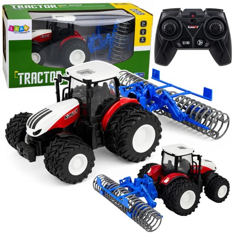 ⁨Traktor Z Wałem Rolniczym Zdalnie Sterowany RC Światła Czerwony 1:24⁩ w sklepie Wasserman.eu