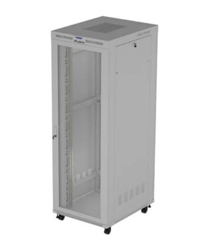 ⁨Standing installation rack cabinet 19-inch 47U 800 x 1000 gray perforated doors LCD (flat pack) V2⁩ at Wasserman.eu