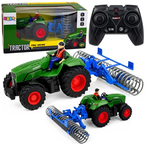 ⁨Traktor z Wałem Rolniczym i Rolnikiem Zdalnie Sterowany RC Zielony 1:24⁩ w sklepie Wasserman.eu