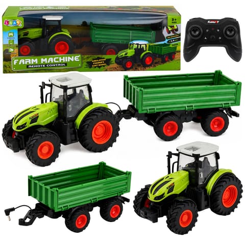 ⁨Traktor Rolniczy Z Przyczepą Wywrotką Zdalnie Sterowany RC Zielony 1:24⁩ w sklepie Wasserman.eu