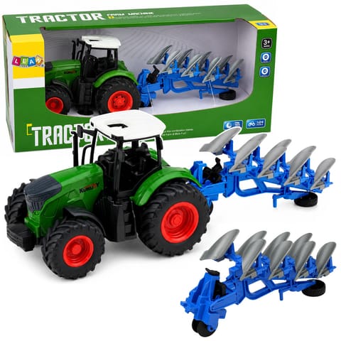 ⁨Traktor Rolniczy Farmerski Z Pługiem Wieloskibowym Gumowe Koła Zielony 1:24⁩ w sklepie Wasserman.eu