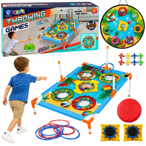 ⁨Gra Zręcznościowa Rzut do Celu 4w1 Tarcza Plansza Woreczki Obręcze Frisbee⁩ w sklepie Wasserman.eu