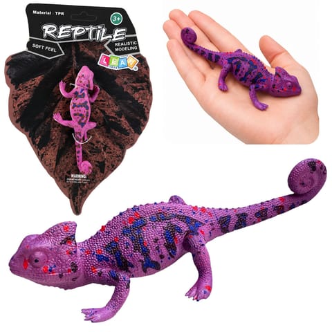 Kameleon Gumowa Figurka Rozciągliwa Realistyczna Fioletowy Gad 14 cm w sklepie Wasserman.eu