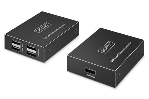 ⁨Category 6 UTP USB 2.0 Extender up to 150m, 4× USB-A up to 480 Mbps, 1× RJ45 (Gigabit Ethernet) - Kit (Receiver/Transmitter)⁩ at Wasserman.eu