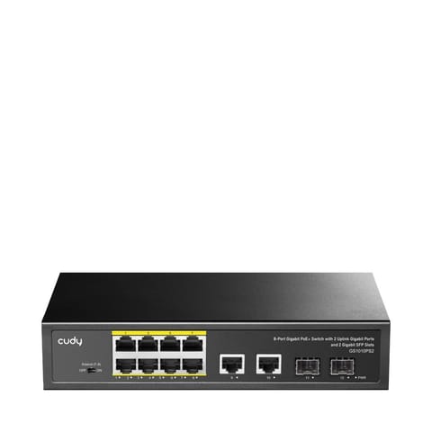 ⁨Przełącznik GS1010P 8-Port Gigabit PoE+ Switch with 2 Gigabit Uplink   ports and 2 Gigabit SFP slot 120W⁩ w sklepie Wasserman.eu