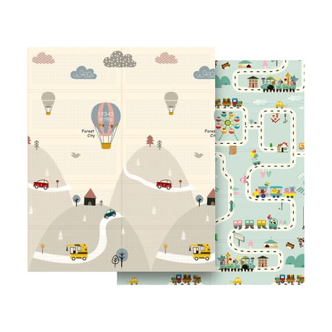⁨Mata edukacyjna dla niemowląt 180 x 150 cm, samochody i pociągi⁩ w sklepie Wasserman.eu