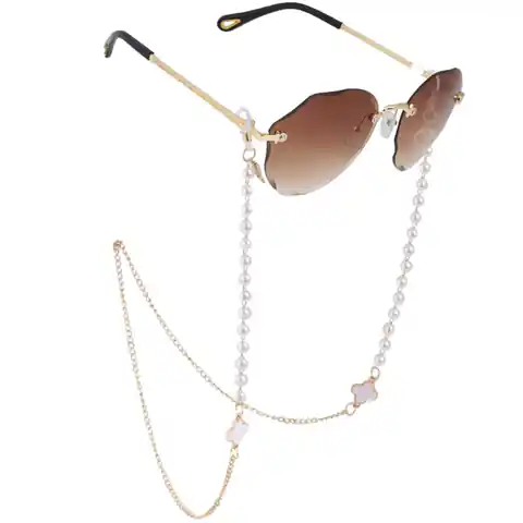 ⁨Łańcuszek do okularów cienki złoty perły 76cm LDK03⁩ w sklepie Wasserman.eu