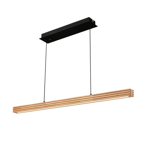 ⁨Lampa wisząca drewniana Hotaka No.1 120cm 3k Japandi (Barwa światła delikatnie ciepła, Kolor czarny matowy, Możliwość ściemniania nie)⁩ w sklepie Wasserman.eu