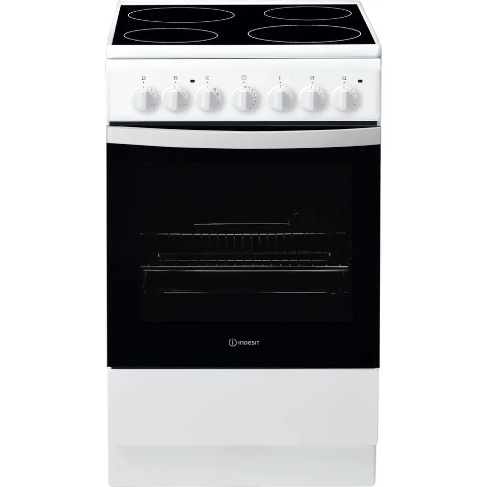 ⁨INDESIT Cooker IS5V4PHW/E Hob type Vitroceramic, Oven type Electric, White, Width 50 cm, Grilling, 61 L, Depth 60 cm⁩ at Wasserman.eu