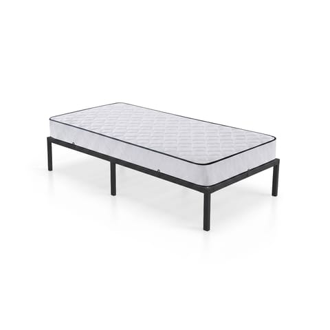 ⁨Łóżko Metalowe 90x190 cm z Materacem Łóżko Gościnne Składane Metalowy Stelaż i Rama Czarne 6 nóżek 10 listew⁩ w sklepie Wasserman.eu