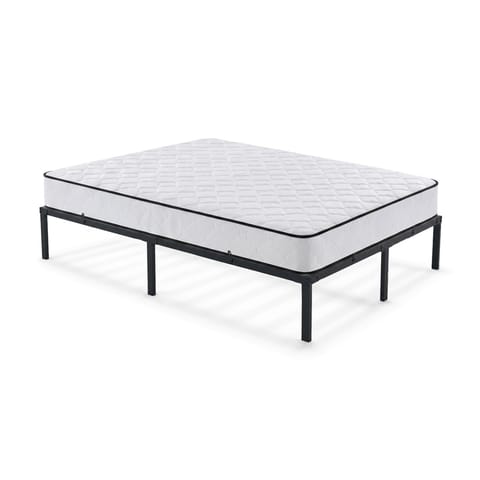 ⁨Łóżko Metalowe 120x200 cm z Materacem Łóżko Gościnne Składane Metalowy Stelaż i Rama Czarne 9 nóżek 20 listew⁩ w sklepie Wasserman.eu