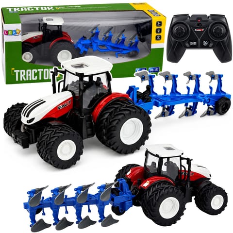 ⁨Traktor Rolniczy Z Pługiem Wieloskibowym Zdalnie Sterowany RC Czerwony 1:24⁩ w sklepie Wasserman.eu