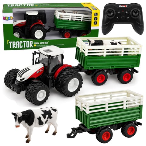 ⁨Traktor Rolniczy z Przyczepą Zdalnie Sterowany RC Figurka Krowy 1:24⁩ w sklepie Wasserman.eu