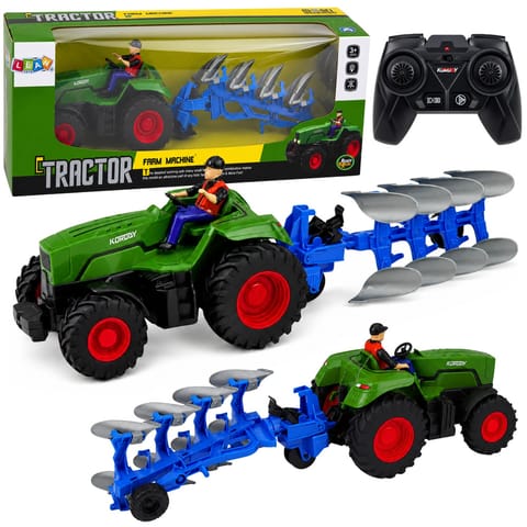 ⁨Traktor z Pługiem i Rolnikiem Zdalnie Sterowany RC Światła Zielony 1:24⁩ w sklepie Wasserman.eu