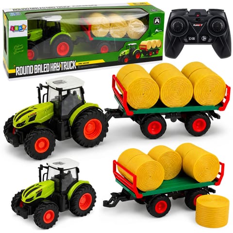 ⁨Traktor Rolniczy Zdalnie Sterowany RC z Przyczepą Bale Siana Światła 1:24⁩ w sklepie Wasserman.eu