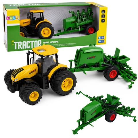 ⁨Traktor Rolniczy z Siewnikiem i Agregatem Światła Dźwięki Żółty 1:24⁩ w sklepie Wasserman.eu