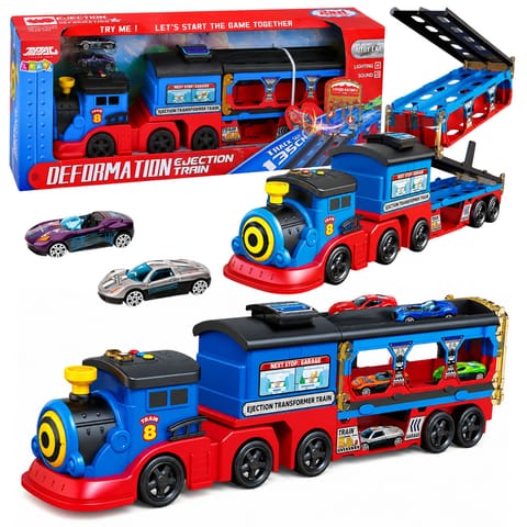 ⁨Lokomotywa Transporter z Autkami Tor Wyrzutnia Rampa Światła Dźwięki⁩ w sklepie Wasserman.eu