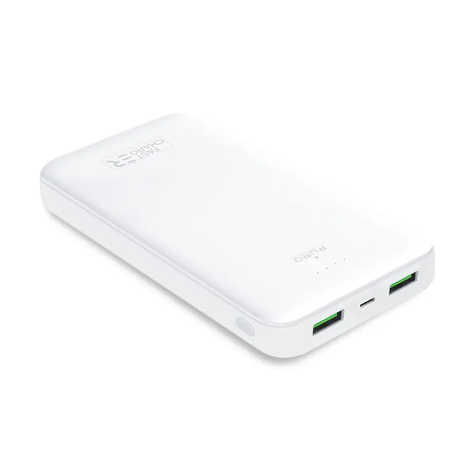 ⁨PURO White Fast Charger Power Bank – Power bank for smartphones and tablets 20000 mAh, 2xUSB-A + 1xUSB-C (white)⁩ at Wasserman.eu