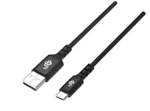 ⁨Kabel USB-USB C 2m silikonowy czarny Quick Charge⁩ w sklepie Wasserman.eu