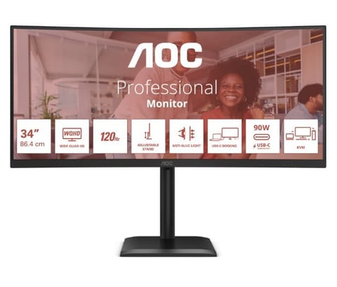 ⁨Monitor CU34E4CV 34-inch 120Hz Curved VA HDMIx2 DP RJ45 HAS Speakers⁩ at Wasserman.eu