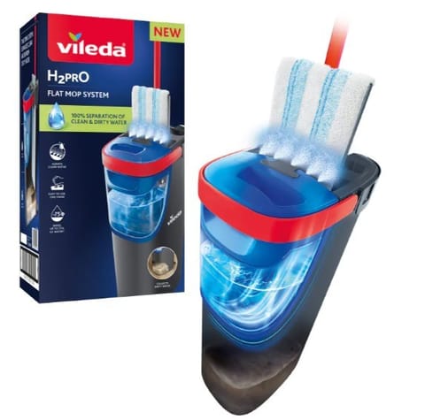 ⁨Mop płaski Vileda H2prO, 100% separacji wody czystej od brudnej, Dwa zbiorniki, Nakładka z mikrofibry, Końcówka 360°, 175774⁩ w sklepie Wasserman.eu