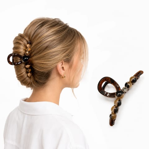 ⁨Spinka do włosów brąz XL elegancka klamra SP468⁩ w sklepie Wasserman.eu