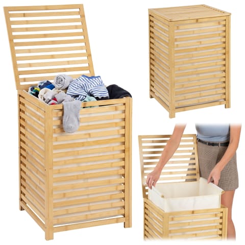 ⁨Kosz na pranie bieliznę GOSEN 90L bambusowy⁩ w sklepie Wasserman.eu