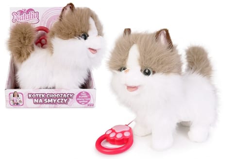 ⁨Interactive mascot A cat walking on a leash white-red⁩ at Wasserman.eu