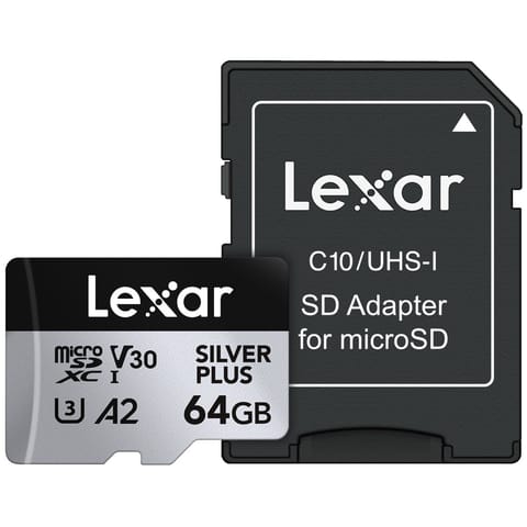 ⁨Memory card microSD 64GB C10 A2 U3 V30 205/100MB/s Silver Plus⁩ at Wasserman.eu