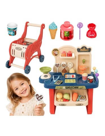 ⁨WOOPIE Sklep Supermarket Wózek na Zakupy Lody Słodycze + 40 Akc.⁩ w sklepie Wasserman.eu