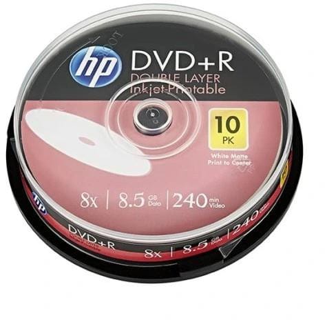 ⁨HP DVD-R, DME00085-3, 4.7GB, 16x, slim case, 10-pack, non-printable, 12cm, 69314, archiving⁩ at Wasserman.eu