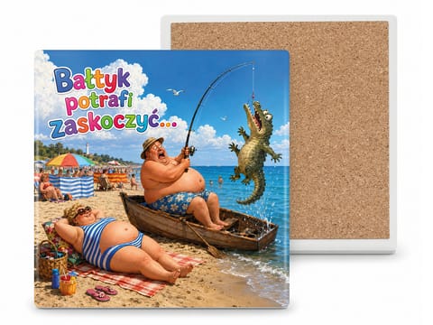 ⁨Podkładka ceramiczna, kwadratowa - Bałtyk na wesoło (CARMANI)⁩ w sklepie Wasserman.eu