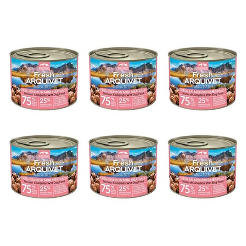 ⁨[Zestaw] Arquivet Fresh MINI klopsiki z łososiem, marchewką i  groszkiem 6x200g⁩ w sklepie Wasserman.eu