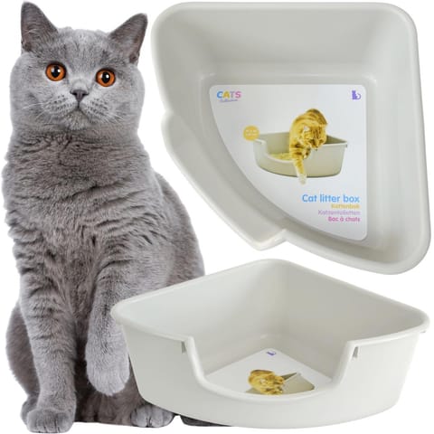 ⁨KUWETA DLA KOTA NAROŻNA OTWARTA 47x47x21CM CATS COLLECTION SZARA⁩ w sklepie Wasserman.eu