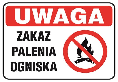 ⁨TABLICA 25*17.5CM UWAGA ! ZAKAZ PALENIA OGNISKA⁩ w sklepie Wasserman.eu