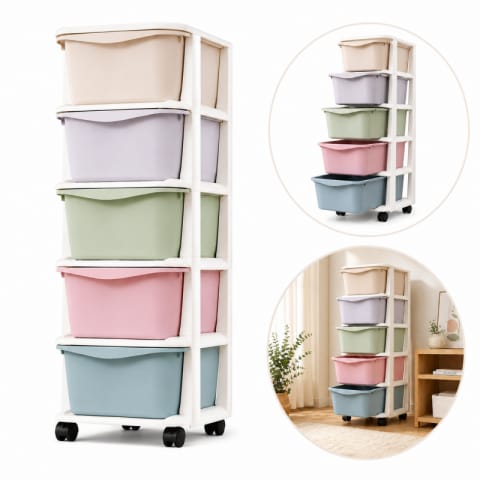 Plastikowy regał na kółkach szafka szuflady szafa 97 x 38 x 37 cm PO10 w sklepie Wasserman.eu