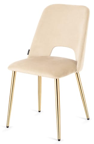 ⁨Krzesło tapicerowane GOTI CREAM VELVET GOLD⁩ w sklepie Wasserman.eu