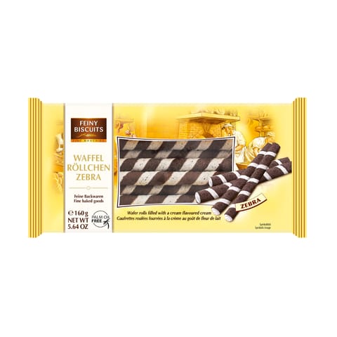 ⁨Feiny Biscuits Rurki Waflowe Zebra 160 g⁩ w sklepie Wasserman.eu