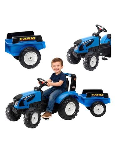 ⁨FALK Traktor Landini Niebieski na Pedały z Przyczepką od 3-7 lat⁩ w sklepie Wasserman.eu
