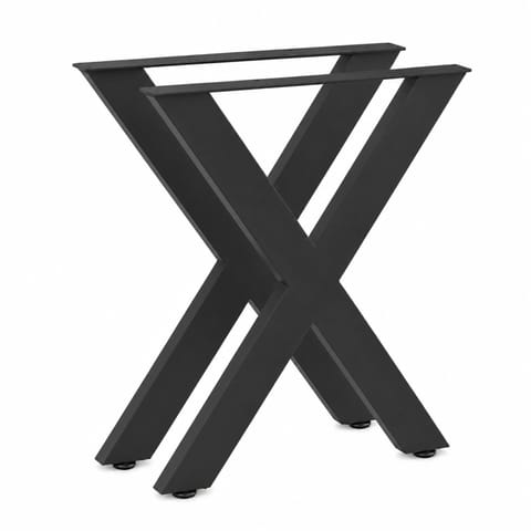 ⁨NOGI DO STOŁU CZARNE UNIWERSALNE KSZTAŁT X STALOWE 60x72 CM SOLIDNE⁩ w sklepie Wasserman.eu