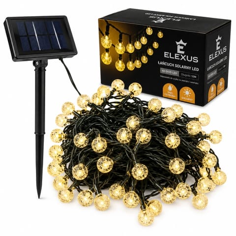 ⁨Światełka świąteczne Solarny łańcuch zewnętrzny lampki LED 10m ciepłe⁩ w sklepie Wasserman.eu