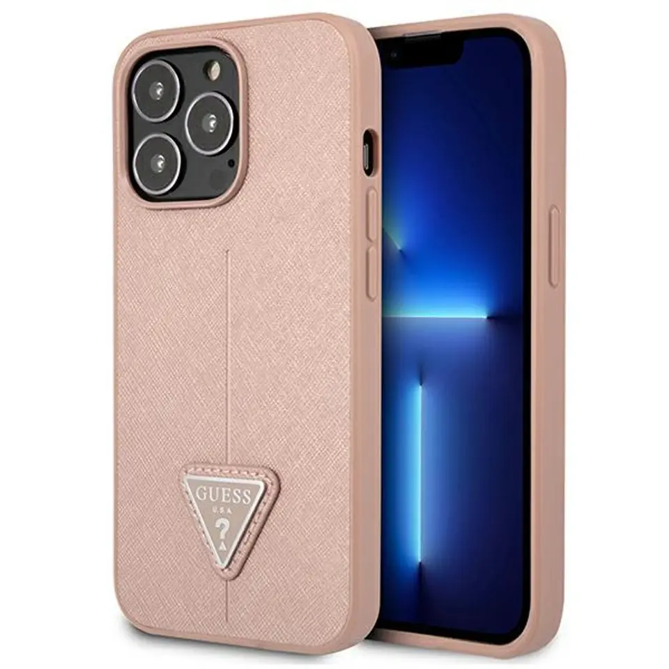 ⁨Guess GUHCP13LPSATLP iPhone 13 Pro / 13 6,1" różowy/pink hardcase SaffianoTriangle Logo⁩ w sklepie Wasserman.eu