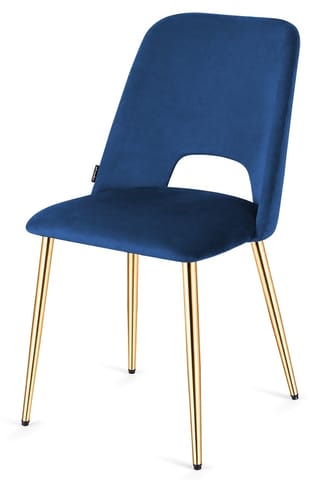 ⁨Krzesło tapicerowane GOTI BLUE VELVET GOLD⁩ w sklepie Wasserman.eu